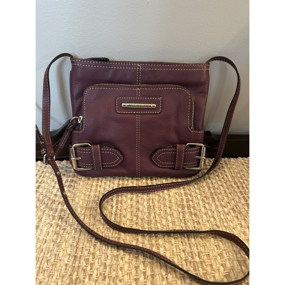 Franco Sarto Plum Purple Crossbody Genuine Leather Adjustable Silver Hardware